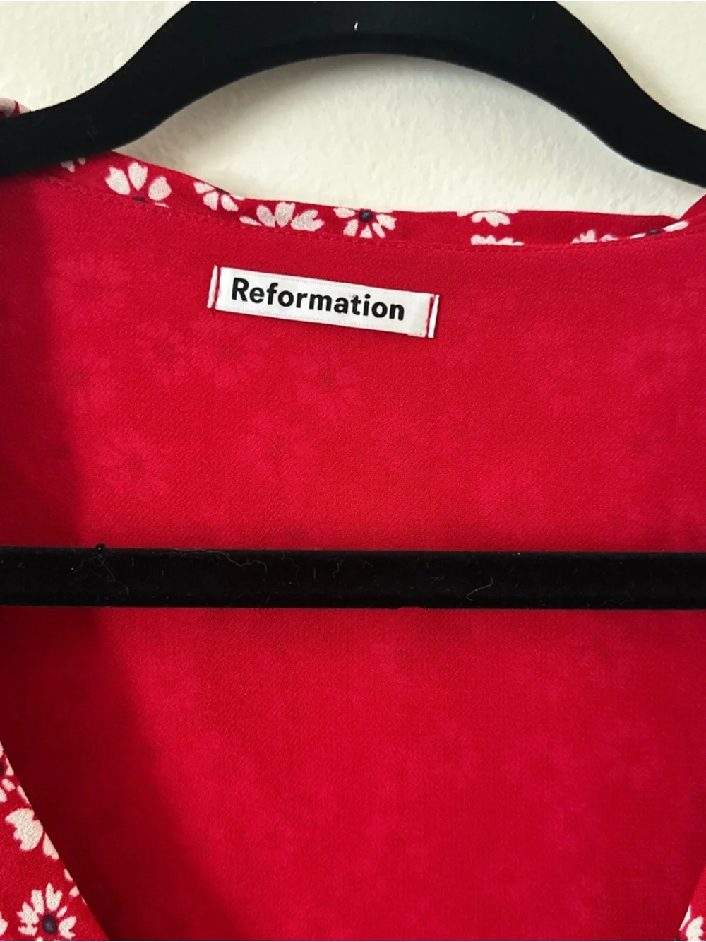 Reformation Sloan Top Red Floral Tie-Front Blouse